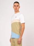 Luke "Bermuda" Crew Neck T Shirt In White Blue Beige and Cream  - M660155