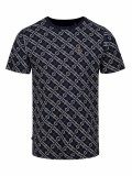 Luke "Berra 2" Crew Neck T Shirt With all over print in Navy  -  M710156