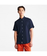 Timberland Men's Mill River Linen Shirt In Navy Blue - TB 0A2DCC433