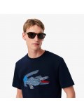Lacoste Men's Heavy Cotton Crocodile Graphic T-shirt In Navy Blue - TH3603 00 166