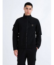 Luke Crater Technical Zip Through Utility Jacket in Black - M730752
