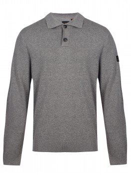 Luke Fairbanks Long Sleeve Knit Polo Shirt In Grey - M770652