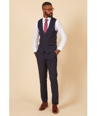 Marc Darcy "Bromley" Single Breasted Navy Blue Check Waistcoat