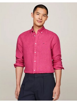 Tommy Hilfiger Pigment Dyed Linen Regular Fit Shirt In Pink - MW0MW34602TPZ