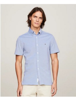 Tommy Hilfiger 1985 Collection Knit Short Sleeve Slim Shirt In Pale Blue - MW0MW30911C14