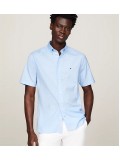 Tommy Hilfiger Poplin Short Sleeve Regular Fit Shirt In Light Blue - MW0MW33809 0GY