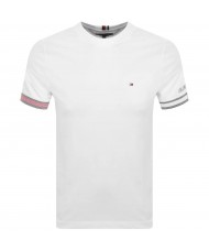 Tommy Hilfiger Crew Neck T-Shirt With Flag Cuff Logo In White - Style MW0MW34430 YBR