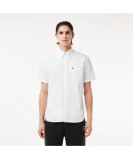 Lacoste Men's Regular Fit Short Sleeve Oxford Shirt In White - CH1917 00
