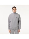 Lacoste Men's Zippered Stand-Up Collar Cotton Sweater In Light Grey - SH1927-00-CCA