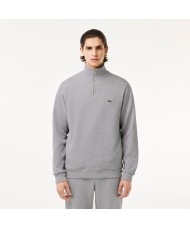 Lacoste Men's Zippered Stand-Up Collar Cotton Sweater In Light Grey - SH1927-00-CCA