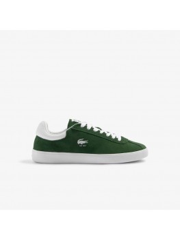 Lacoste Mens Baseshot Suede Trainers In Dark Green And White - 46SMA0065