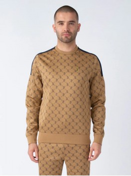 Luke "Gazzas Tears" Crew Neck Sweatshirt  With all over print in Caramel - M620373