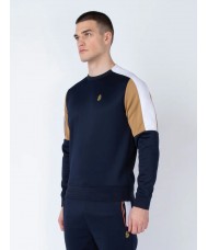 Luke "MANILA" Sweatshirt in navy caramel and white - M730361