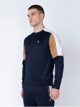 Luke "MANILA" Sweatshirt in navy caramel and white - M730361