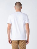 Luke "Kane" Overprinted Crew Neck T Shirt In White Cream & Caramel - M750150