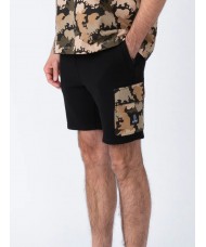 Luke Active Sweat Shorts in black with British Goodland Camo print - M750358