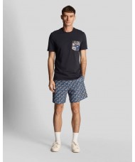 Lyle & Scott Floral Print Resort Swim Shorts In Navy Blue - SH2016V