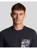 Lyle & Scott Crew Neck Floral Print Pocket T-Shirt In Navy Blue - TS2037V_Z271