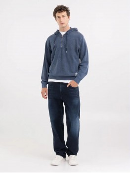 Replay Half Zipper Hoodie in mid blue - M6829 .000.23688M