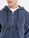 Replay Half Zipper Hoodie in mid blue - M6829 .000.23688M