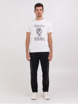 Replay Jersey t-shirt with skull print In White - M6761 .000.23608P