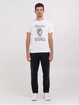 Replay Jersey t-shirt with skull print In White - M6761 .000.23608P