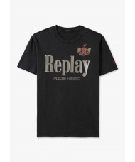 Replay Jersey T-shirt with Ride Hard Print Logo - M6820 .000.22658LM.099