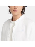 Timberland Men's Mill Brook Korean-collar Linen Shirt in White - TB 0A2DC1EH3