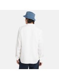 Timberland Men's Mill Brook Korean-collar Linen Shirt in White - TB 0A2DC1EH3
