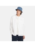 Timberland Men's Mill Brook Korean-collar Linen Shirt in White - TB 0A2DC1EH3