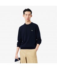 Lacoste Men's Cotton Crew Neck Sweater In Navy Blue  AH-1985 00 166