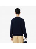 Lacoste Men's Cotton Crew Neck Sweater In Navy Blue  AH-1985 00 166