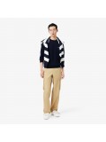 Lacoste Men's Cotton Crew Neck Sweater In Navy Blue  AH-1985 00 166