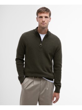 Barbour Holden Lambswool Half Zip Jumper In Olive - MKN0837OL91