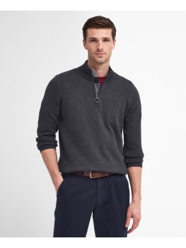 Barbour Cotton Half Zip Sweater In Charcoal  - MKN1074CH91