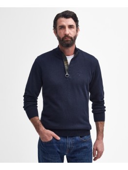 Barbour Cotton Half Zip Sweater In Navy Blue - MKN1074NY91