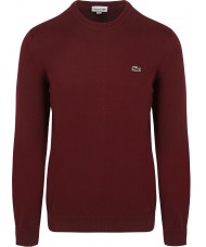 Lacoste Men's Cotton Mix Crew Neck Sweater In Burgundy AH-0128-00-476 Lacoste Men's Cotton Mix Crew Neck Sweater In Burgundy AH-0128-00-476
