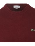 Lacoste Men's Cotton Mix Crew Neck Sweater In Burgundy AH-0128-00-476 Lacoste Men's Cotton Mix Crew Neck Sweater In Burgundy AH-0128-00-476