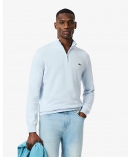 Lacoste Zipped High Neck Cotton Sweater In Sky Blue - AH1980 - 00 - T01