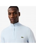 Lacoste Zipped High Neck Cotton Sweater In Sky Blue - AH1980 - 00 - T01 Lacoste Zipped High Neck Cotton Sweater In Sky Blue - AH1980 - 00 - T01