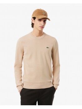 Lacoste Men's Cotton Crew Neck Sweater In Beige  AH-1985 00 025