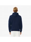 Lacoste Overhead Colour Block Fleece Hoodie In Navy White & Brown -  SH8161 00 6WZ