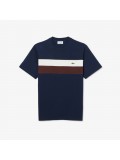 Lacoste Men's Jersey Colour-Block T-shirt Blue White Brown TH5890 Lacoste Men's Jersey Colour-Block T-shirt Blue White Brown TH5890