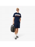 Lacoste Men's Jersey Colour-Block T-shirt Blue White Brown TH5890 Lacoste Men's Jersey Colour-Block T-shirt Blue White Brown TH5890