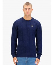 Luke Mitcham Cable Knit Sweater In Navy Blue -  M810650 Luke Mitcham Cable Knit Sweater In Navy Blue -  M810650