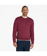 Timberland Williams River Cable Knit Crew Neck Sweater In Burgundy - TB0A5M82 648