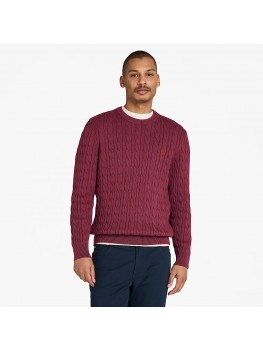 Timberland Williams River Cable Knit Crew Neck Sweater In Burgundy - TB0A5M82 648