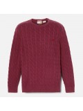Timberland Williams River Cable Knit Crew Neck Sweater In Burgundy - TB0A5M82 648