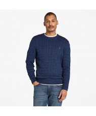 Timberland Williams River Cable Knit Crew Neck Sweater In Navy Blue - TB0A5M82 451