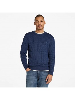 Timberland Williams River Cable Knit Crew Neck Sweater In Navy Blue - TB0A5M82 451